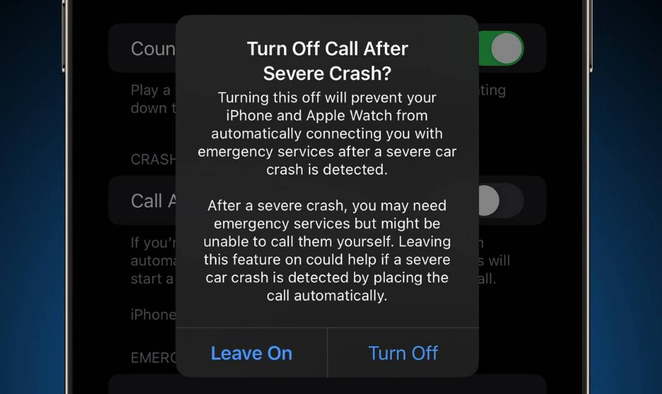 北大镇苹果14维修分享 iPhone 14 和 Apple Watch 上关闭崩溃检测 