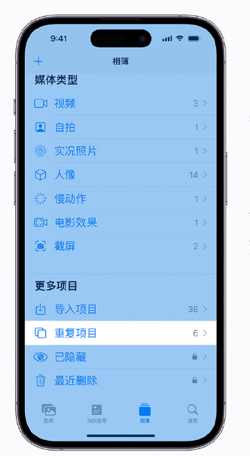北大镇苹果手机维修分享升级 iOS 16 后无法查看到“重复项目”相簿怎么办 