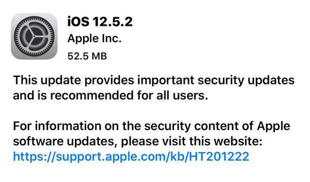北大镇苹果手机维修分享iOS12.5.2发布，建议所有老苹果用户安装 